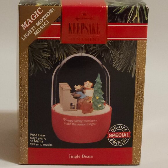 ADORABLE Hallmark Jingle Bears Light and Motion Ornament Hallmark Magic 1988 - Picture 1 of 11